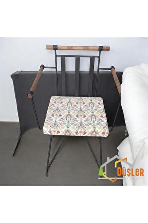 40x40 İskandinav Otantik Desenli Su ve Leke İtici Fermuarlı Bağcıklı Sandalye Minderi 5 cm