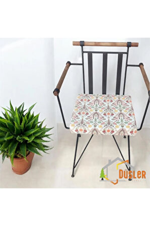 40x40 İskandinav Otantik Desenli Su ve Leke İtici Fermuarlı Bağcıklı Sandalye Minderi 5 cm