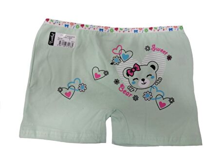 6 lı Paket Tutku Kız Çocuk Elastan Renkli Boxer 