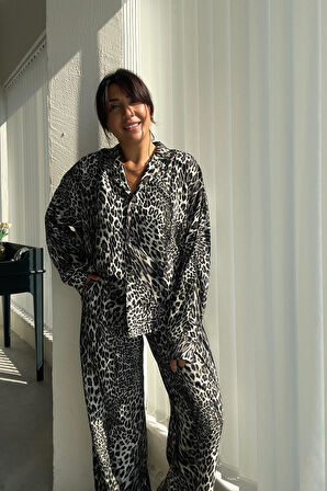 Leopar Desenli Pijama Takımı