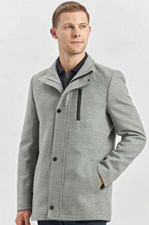 Kaşe Dik Yaka Kapitoneli Astar Slim Fit Dar Kesim Klasik Kaban 1008245150