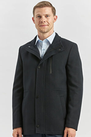 Kaşe Dik Yaka Kapitoneli Astar Slim Fit Dar Kesim Klasik Kaban 1008245150