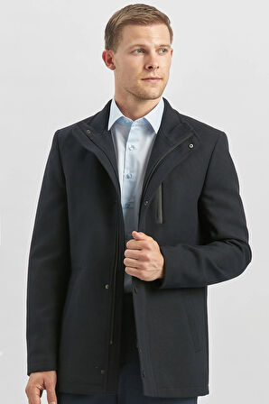 Kaşe Dik Yaka Kapitoneli Astar Slim Fit Dar Kesim Klasik Kaban 1008245150