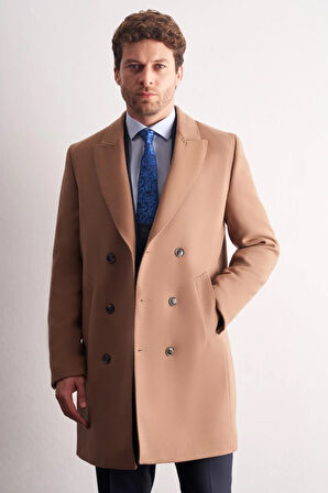 Camel Kılıç Yaka Kruvaze Comfort Fit Esnek Classic Kaban 1008255164