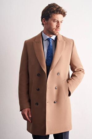 Camel Kılıç Yaka Kruvaze Comfort Fit Esnek Classic Kaban 1008255164
