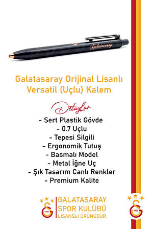 Galatasaray Orijinal Lisanslı Premium Versatil Uçlu Kalem 0.7 Hediyelik Ahşap Kutulu