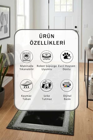 Ehl-179 Yıkanabilir Kaymaz Taban Dijital Baskılı Yolluk Halı