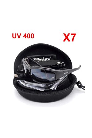 X7 Uv400 Polarize Değişebilir 4 Lensli Tactical ve Motorsiklet Gözlüğü