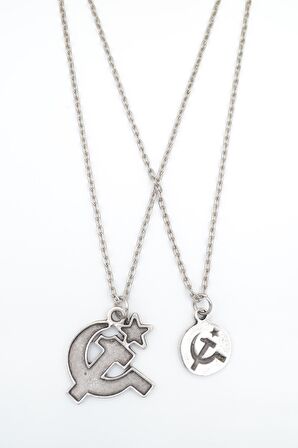 2'li Orak Çekiç Erkek Kadın Kolye Seti 925 Ayar Gümüş Kaplama