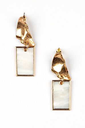 Doğal Taşlı Tasarım Pirinç Küpe