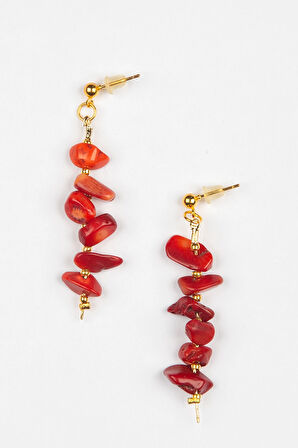 Otantik Mercan Doğal Taşlı Küpe