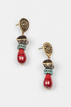 Doğal Taşlı Etnik Otantik Küpe