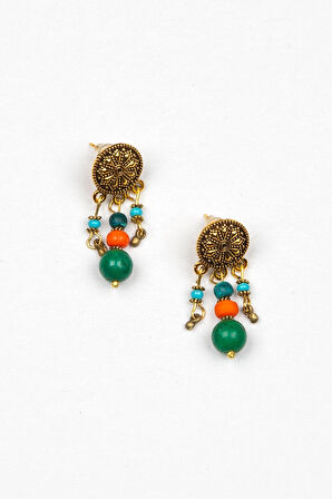 Doğal Taşlı Etnik Otantik Küpe