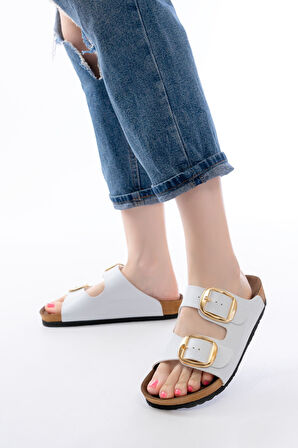 P-101 Beyaz Günlük Birkenstock Kadın Terlik