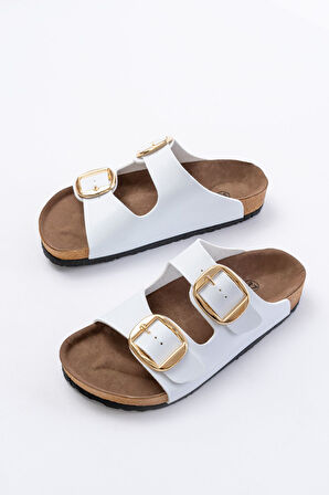P-101 Beyaz Günlük Birkenstock Kadın Terlik