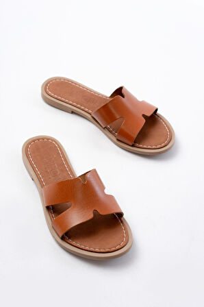 169-6100 Taba Ortopedik Hakiki Deri Kadın Terlik 