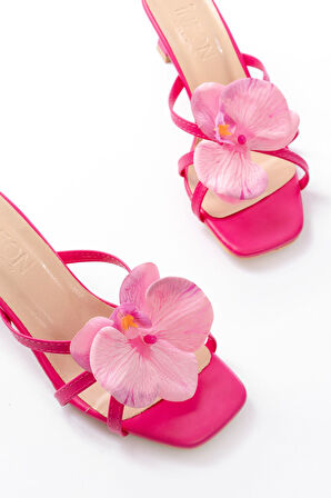 S-622 Fuşya Orkide Detaylı İnce Topuklu Kadın Terlik 