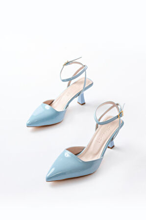 ST-004 Bebe Mavi Rugan Günlük 7 cm Topuklu kadin Ayakkabı 