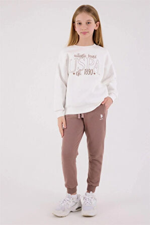 Polo Kız Çocuk Rahat Uzun Kollu Pamuklu Pijama Takımı Somon Yumuşak Kumaş