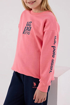 Polo Kız Çocuk Rahat Uzun Kollu Pamuklu Pijama Takımı Pembe Yumuşak Kumaş