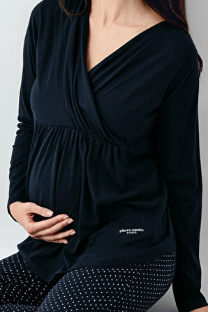 Kadın Lisanslı Hamile Giyim Yumuşak Doku Uzun Kollu Pijama Takımı 2 Çift Çorap Hediye