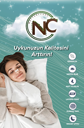 NattureCare Yeni Nesil Nefes Almaya Yardımcı Ve Horlamayı Azaltan Burun Bandı 10'Lu 66*19  SEFFAF