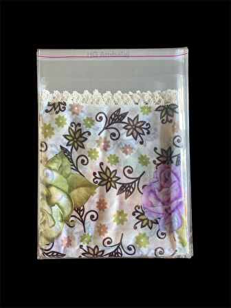 100 Adet 25x35 Cm Bantlı Yapışkanlı Şeffaf Opp Jelatin Poşet, Şeffaf Poşet ( 25x30+5 Cm)