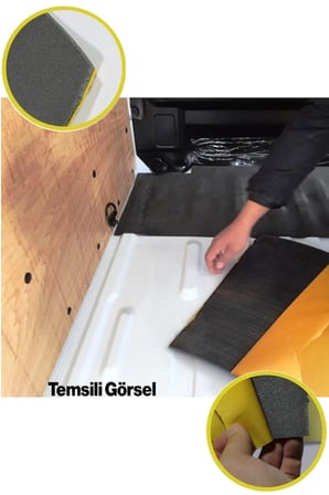 Yapışkanlı (10 MM EN:100 CM X 5 MT) Araç Oto Motor Ses Isı Yalıtım Izolasyon Bandı Kauçuk Sünger