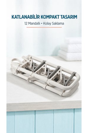 Katlanabilir 12 Mandallı Katlanabilir Çamaşır Kurutmalık Çorap İç Çamaşırı Askısı Taşınabilir Seyahat Kamp Askısı