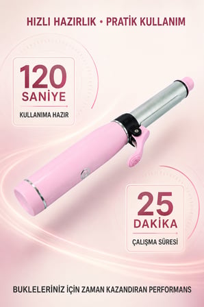 Şarjlı Kablosuz Saç Maşası Seramik Plakalı 2 Isı Ayarlı USB-C Taşınabilir Mini Bukle Şekillendirici Seyehat Tipi Saç Maşası