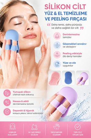 Silikon Yüz ve El Temizleme Fırçası Peeling Etkili Gözenek Temizleyici Masaj Aparatı