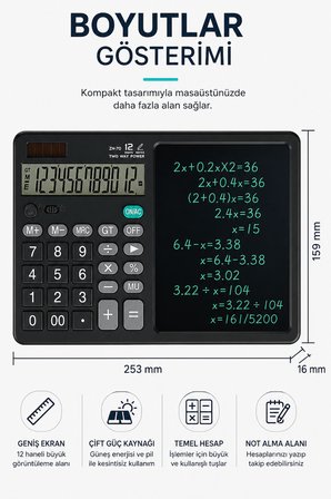 Hesap Makineli El Yazısı Tableti, LCD Ekranlı Masaüstü Finansal Muhasebe Hesap Makinesi, Kalemli Not Alma Tableti