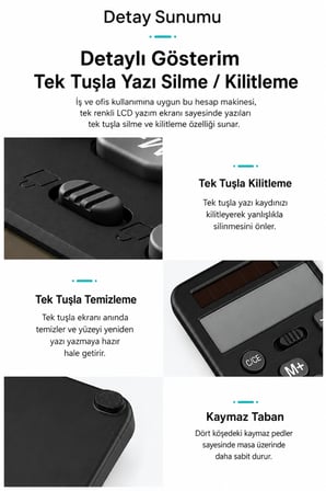 Hesap Makineli El Yazısı Tableti, LCD Ekranlı Masaüstü Finansal Muhasebe Hesap Makinesi, Kalemli Not Alma Tableti
