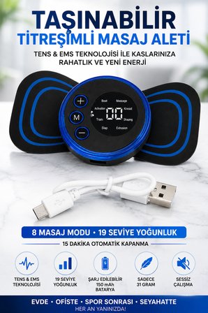 Taşınabilir Titreşimli Masaj Aleti Derin Doku Kas Gevşetici Şarjlı El Masaj Cihazı Boyun Bel Bacak