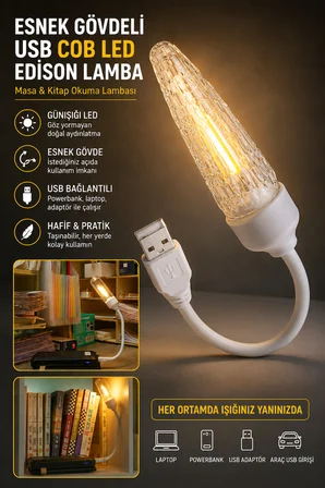 Usb Led Kitap Okuma Lambası Esnek Usb Masa Lambası Laptop Powerbank Uyumlu Günışığı Gece İşığı