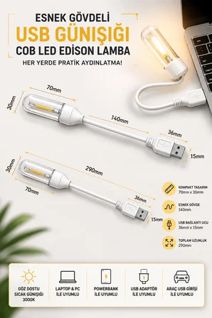 Usb Led Kitap Okuma Lambası Esnek Usb Masa Lambası Laptop Powerbank Uyumlu Günışığı Hafif Lamba