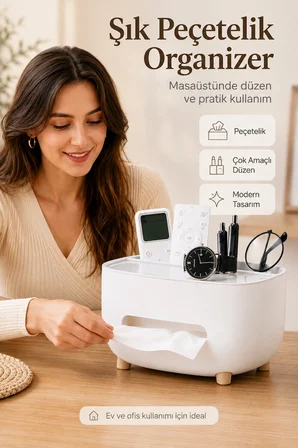 Modern Masaüstü Düzenleyici Kağıt Havluluk Organizer Kumandalık Mutfak Banyo Ofis Kutusu