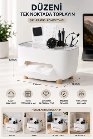Modern Masaüstü Düzenleyici Kağıt Havluluk Organizer Kumandalık Mutfak Banyo Ofis Kutusu