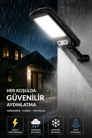 Hareket Sensörlü Solar Duvar Lambası 6 COB LED 3 Modlu Uzaktan Kumandalı Bahçe Dış Mekan Aydınlatma