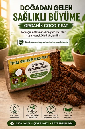 Organik Coco Peat Hindistan Cevizi Lifi Doğal Toprak Düzenleyici Tohum Fide Saksı Bahçe 560 Gram