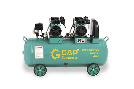 Gap Kompresör GPY1500x2-100 4 Hp 8 Bar 100 lt Sessiz Yağsız Kompresör