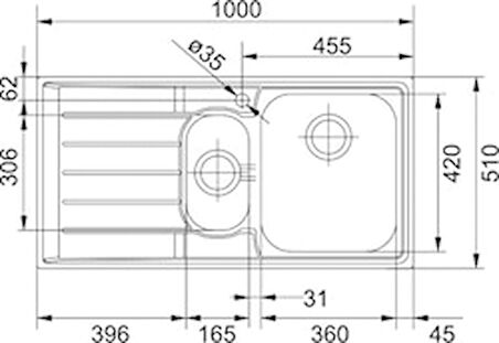 Franke Neptun - Net 651 Microdekor Eviyeler Sol Damlalık 101.0656.170