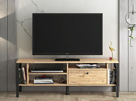 Wood'n Love Hera 140 Cm Tv Ünitesi - Atlantik Çam / Siyah