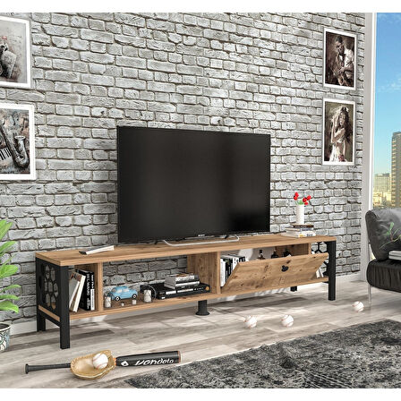 Wood'n Love Defne 140 Cm Tv Ünitesi - Atlantik Çam / Siyah