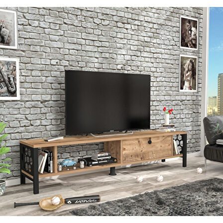 Wood'n Love Defne 140 Cm Tv Ünitesi - Atlantik Çam / Siyah