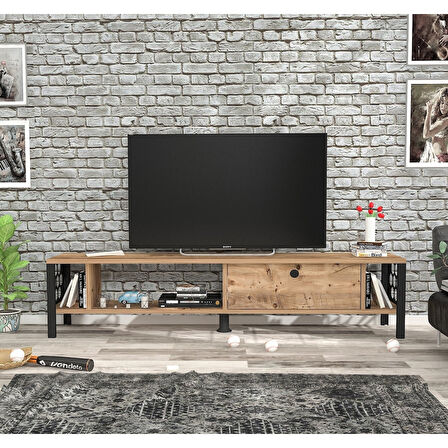 Wood'n Love Defne 140 Cm Tv Ünitesi - Atlantik Çam / Siyah