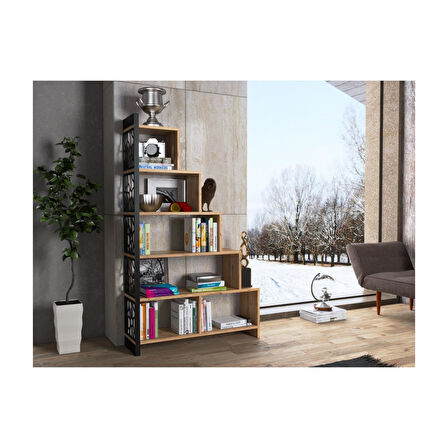 Wood'n Love Silva Metal Merdiven Kitaplık - Atlantik Çam / Siyah