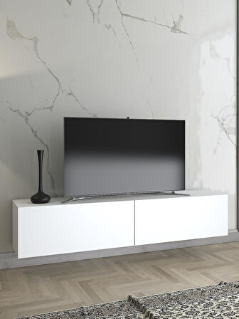 Wood'n Love Toprak 150 Cm Duvara Monte Tv Ünitesi - Beyaz / Siyah