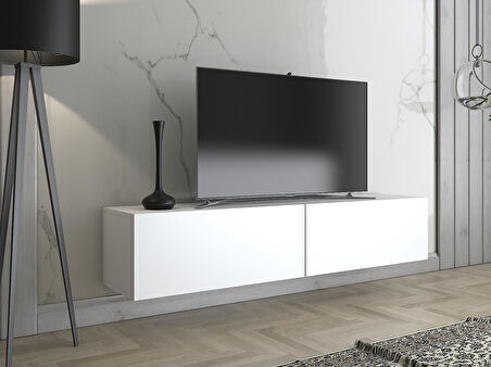 Wood'n Love Toprak 150 Cm Duvara Monte Tv Ünitesi - Beyaz / Siyah