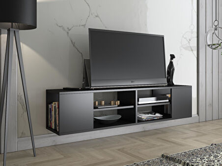 Wood'n Love Echo 150 Cm Duvara Asma Tv Ünitesi - Siyah